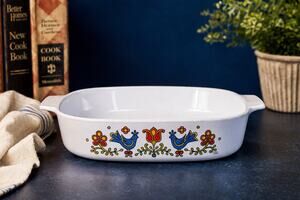 Vintage CorningWare 1975 Country Festival Blue Bird 2.5 Qt Casserole A-10-B